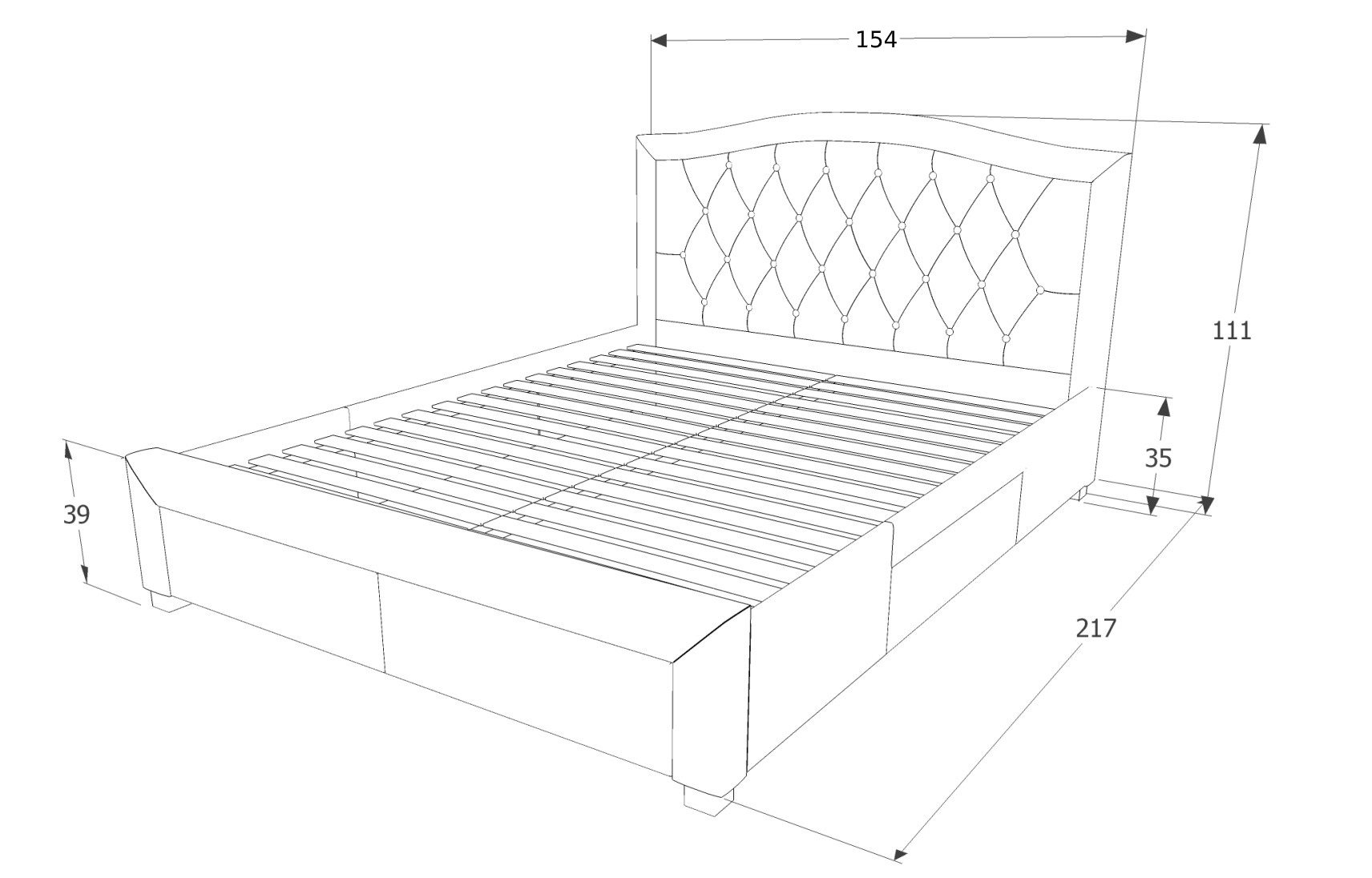 кровать с ламелями чертеж